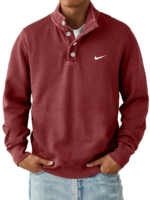 Nike - Men's Trendy Loose Solid Color Stand Collar Sweatshirt - Image 5