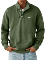 Nike - Men's Trendy Loose Solid Color Stand Collar Sweatshirt - Image 9