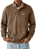 Nike - Men's Trendy Loose Solid Color Stand Collar Sweatshirt - Image 10